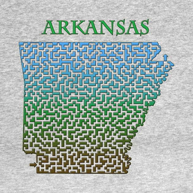 Arkansas State Outline Colorful Maze & Labyrinth by gorff